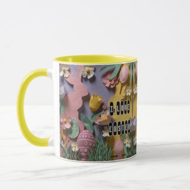 Taza Colorful Paper Cut Bunny Personalized Easter Combo (Izquierda)