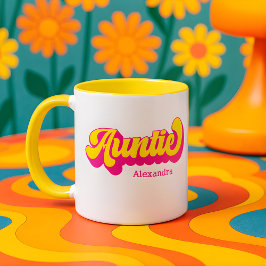 Taza Colorful Retro Auntie Custom Name Mug
