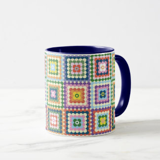 Taza Colorful Retro Mid-Century Mid-Mod Crochet Blossom