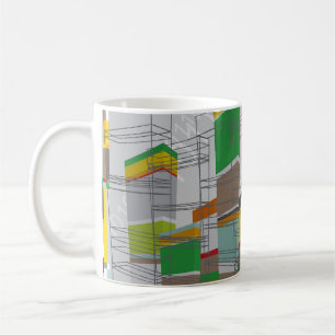 taza colorida de los bloques huecos del arte de
