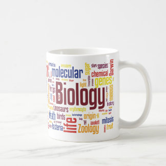 Taza colorida de Wordle de la biología
