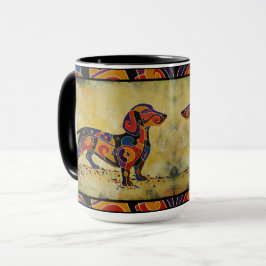 Taza colorida del Dachshund, regalos del amante