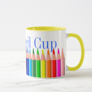 Taza colorida del lápiz