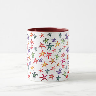 Taza colorida del modelo de estrellas de mar de