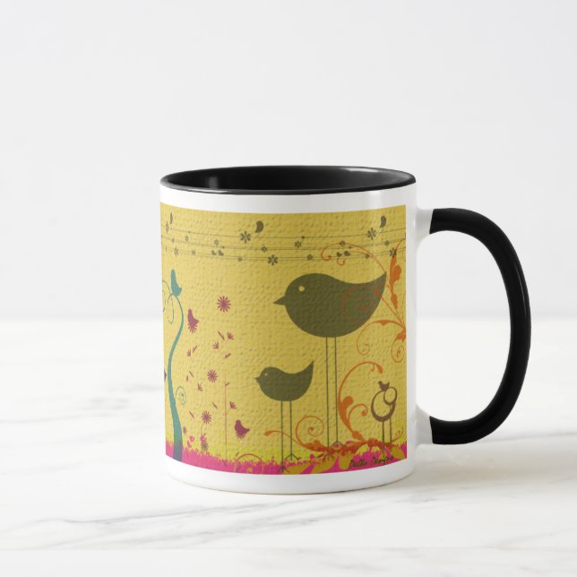 Taza colorida del pájaro (Derecha)