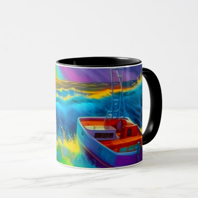 Taza Colorida escena del barco (Anverso derecho)