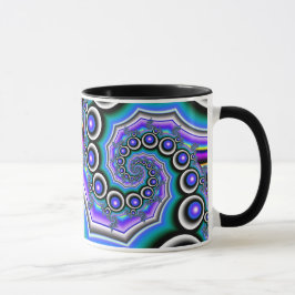 Taza Colorida espiral de Perlas Fractales