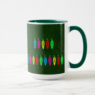 Taza Colorida fuente de las luces navideñas de Feliz