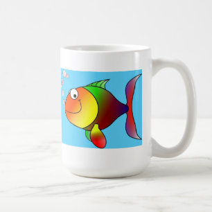 TAZA colorida linda de los PESCADOS del dibujo