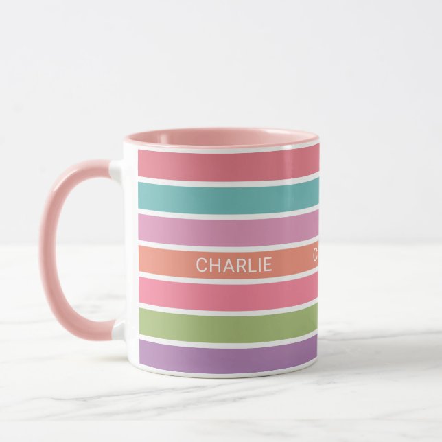 Taza Coloridas franjas de nombres personalizados (Izquierda)