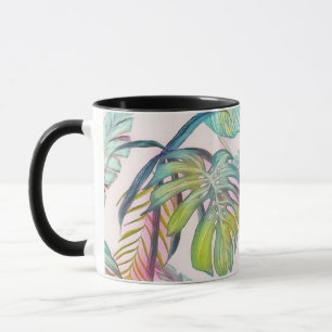 Taza Coloridas hojas tropicales de gran tamaño pintura 
