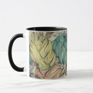 Taza Coloridas hojas tropicales de gran tamaño pintura 