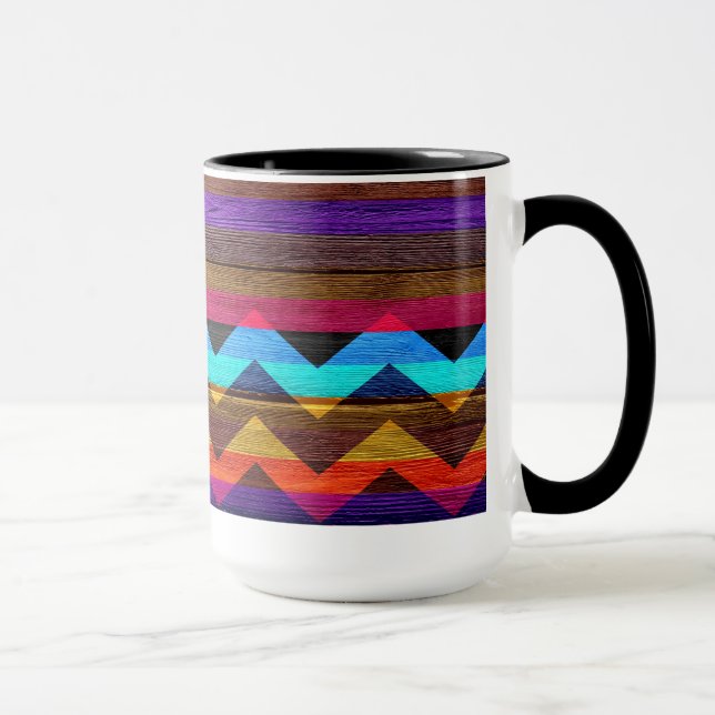 Taza Coloridas Huellas De Chevron Sobre La Madera #8 (Derecha)