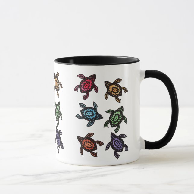 Taza Colorido Abstracto Tortugas Café Mug (Derecha)