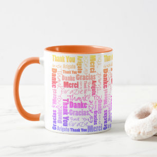 Taza Colorido arcoiris multilingüe Gracias Nube de Pal