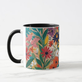 Taza Colorido arte de la pared florística botánica