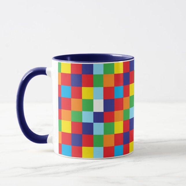 Taza Colorido brillante Cuadrados de Cuchillo Patrón Ro (Izquierda)