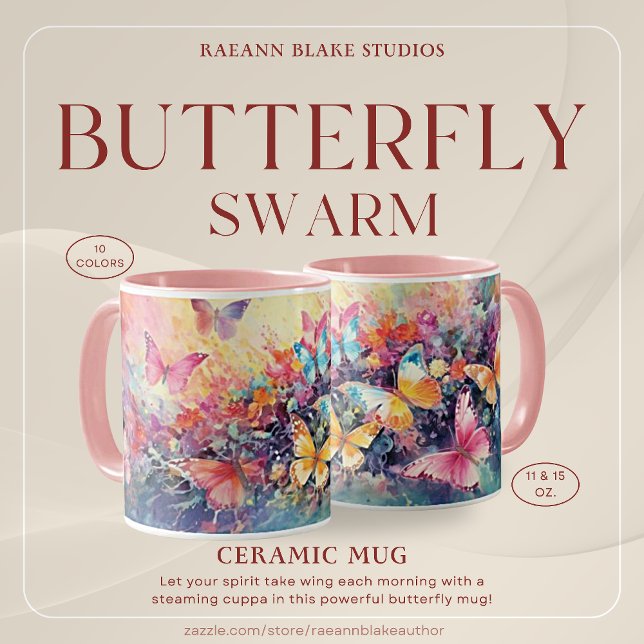 Taza Colorido diseño de enjambre de mariposa cerámica (Subido por el creador)