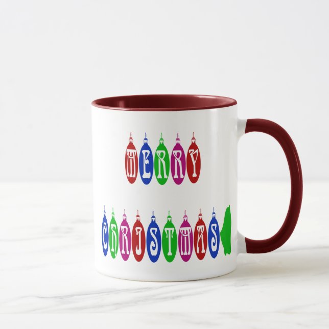 Taza Colorido Feliz Navidad Ornamento Fuente (Derecha)
