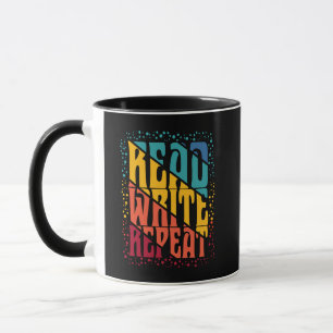 Taza Colorido Leer Escribir Repetir