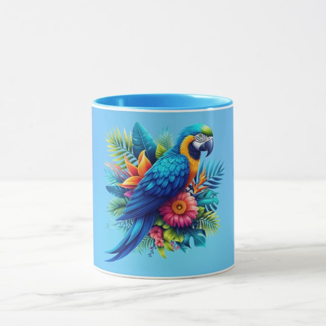 Taza Colorido macao tropical azul (Centro)