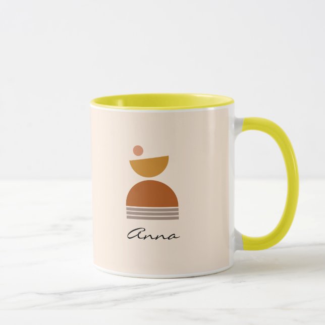 Taza Colorido monograma abstracto rosa, marrón, amarill (Derecha)