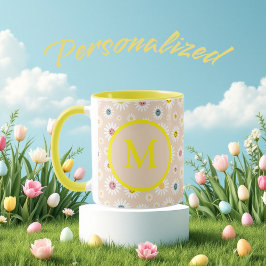 Taza Colorido Monograma Sonriente Daisy personalizado