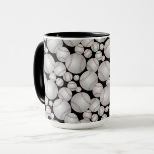 Taza Colorido patrón de Baseballs Gris