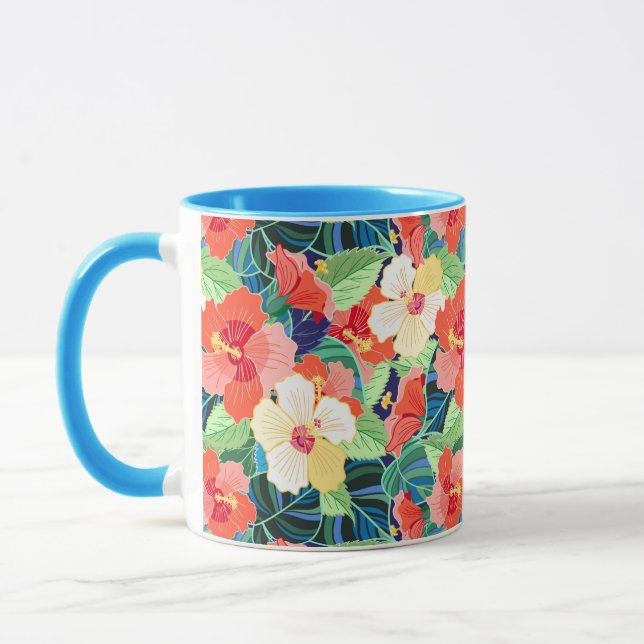 Taza Colorido patrón de Hibiscus (Izquierda)