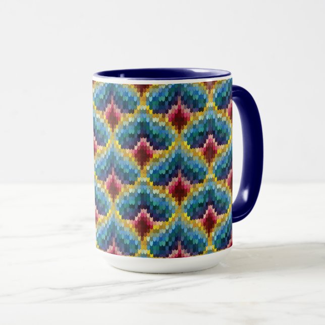 Taza Colorido patrón de Moda Bargello Embroidery Boho (Anverso derecho)