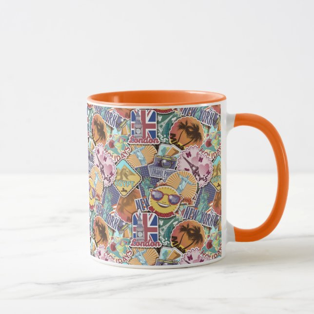 Taza Colorido patrón Pegatina de viajes (Derecha)