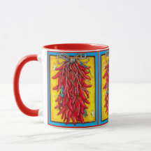 Colorido rojo Chile Ristra Southwest Mug Lizard