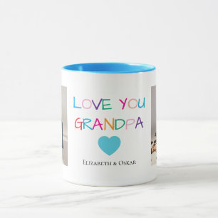 Taza Colorido "Te amo abuelo" texto y foto Personalizad