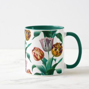 Taza Colorido Vintage Tulip FlowPattern