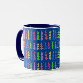 Taza Coloridos árboles de Navidad en azul