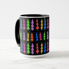Taza Coloridos árboles de Navidad en negro