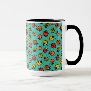 Taza Coloridos ladybugs sobre turquesa