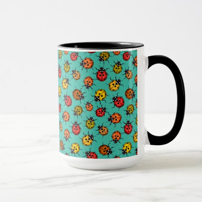 Taza Coloridos ladybugs sobre turquesa (Derecha)