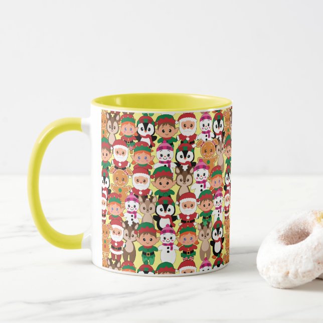 Taza Coloridos Navidades de Teddy con muchas profesione (Con donut)