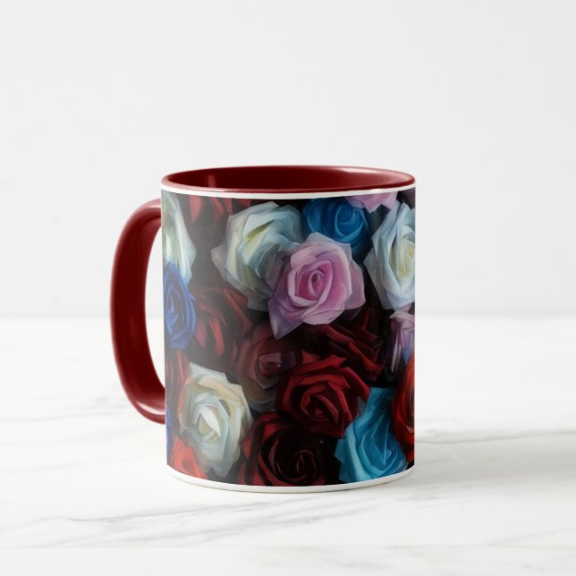 Taza Coloridos Rosas Flower Art Mug Cup (Anverso izquierdo)