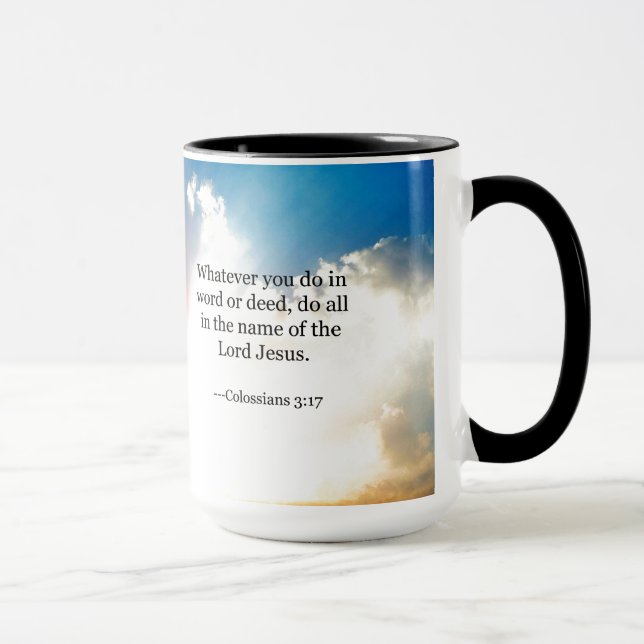 Taza Colossian 3:17, Escritura Bíblica Cristiana (Derecha)