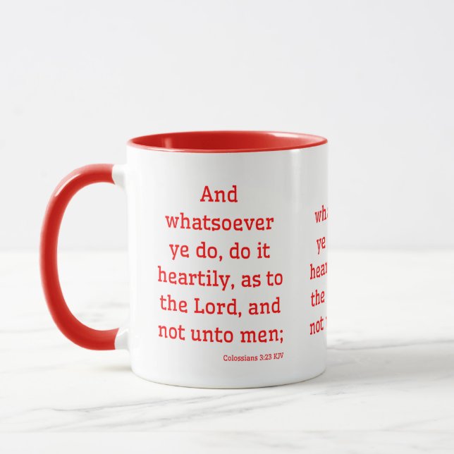 Taza Colossian 3:23 KJV Biblia Verse Two-Tone (Izquierda)