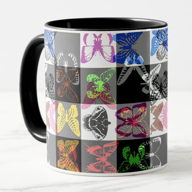 Taza Colourful Butterfly Plaid Tartan Check Design  (Subido por el creador)