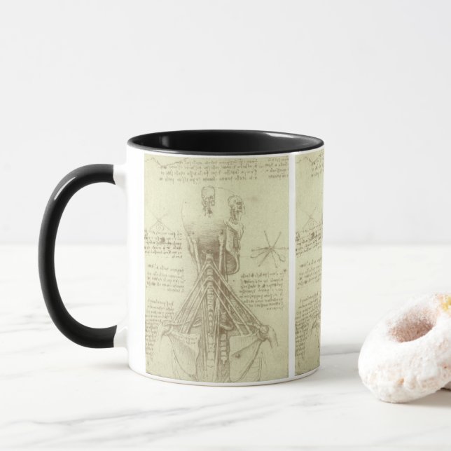 Taza Columna espinal de anatomía humana de Leonardo da  (Con donut)