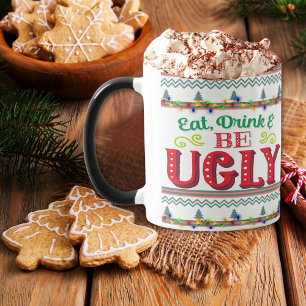Taza Coma bebida y sé Navidades feos suéter