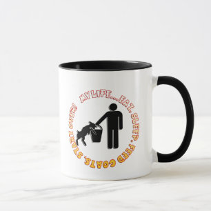 TAZA COMA, DUERMA, ALIMENTE LAS CABRAS, COMIENCE ENCIMA