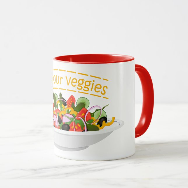 Taza Coma tus verduras Cita cuenco de ensaladas frescas (Anverso derecho)