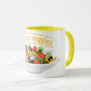 Taza Coma tus verduras Cita cuenco de ensaladas frescas