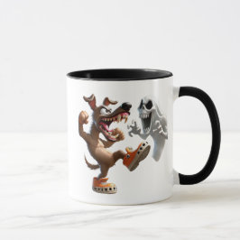 Taza Combat entre un chien et un fantôme.