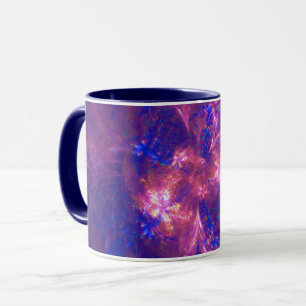Taza Combinación De Motivos Azul Y Púrpura De Flor Abst